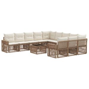 vidaXL Conjunto de Sof&aacute; de Jardim 12 pcs Bege e Branco Creme vime PE