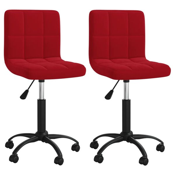 vidaXL Cadeiras de jantar giratórias 2 pcs veludo vermelho tinto