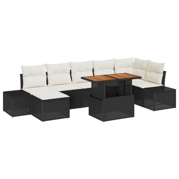 vidaXL Conjunto de Sof&aacute; de Jardim 8 pcs Preto Rattan Sint&eacute;tico