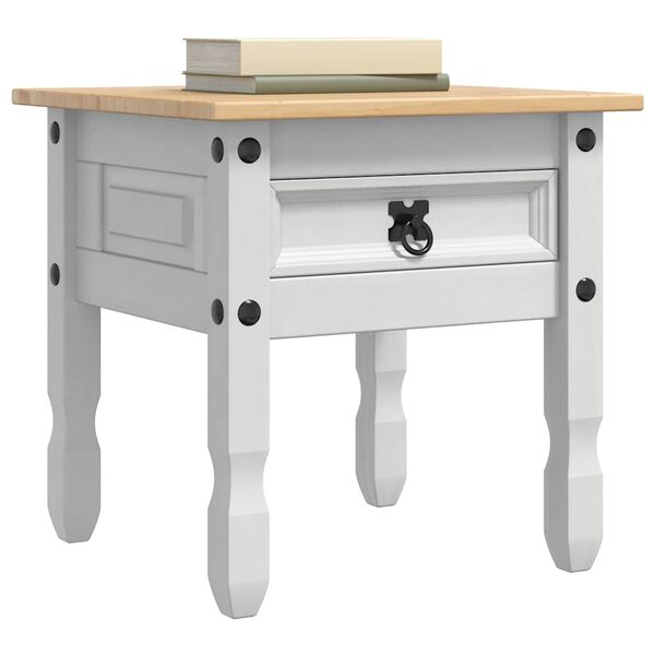 vidaXL Mesa de apoio com gaveta Corona Branco 50 x 50 x 50 cm