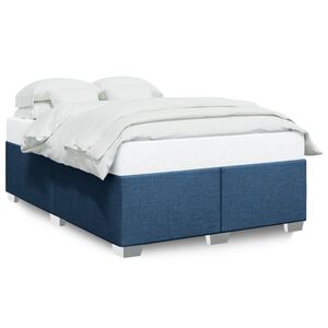 vidaXL Estrutura de cama sem colch&atilde;o 140x190 cm tecido azul