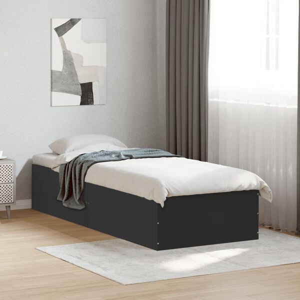 vidaXL Estrutura de cama 100x200 cm derivados de madeira preto