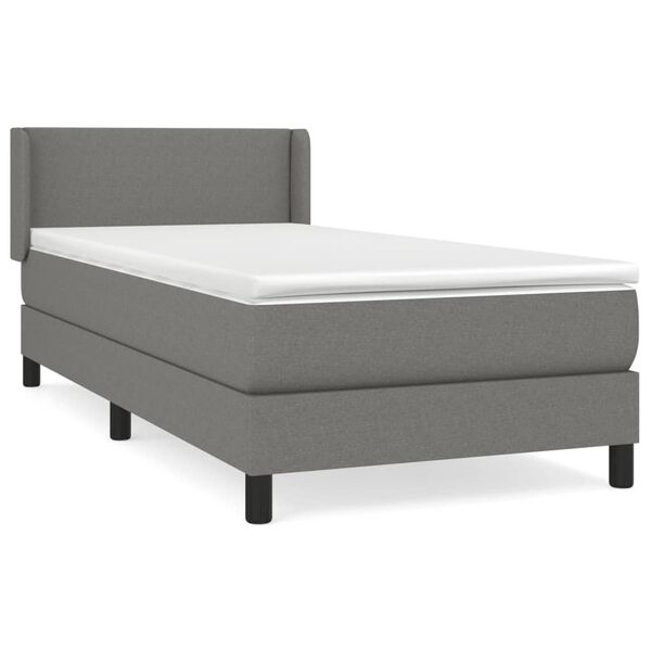 vidaXL Cama com molas/colch&atilde;o 90x190 cm tecido cinza-escuro