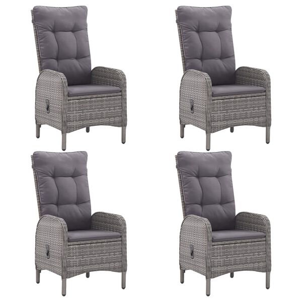 vidaXL 5 pcs conjunto de jantar para jardim vime PE e ac&aacute;cia cinzento