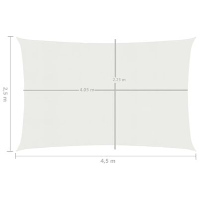 vidaXL Para-sol estilo vela 160 g/m² 2,5x4,5 m PEAD branco