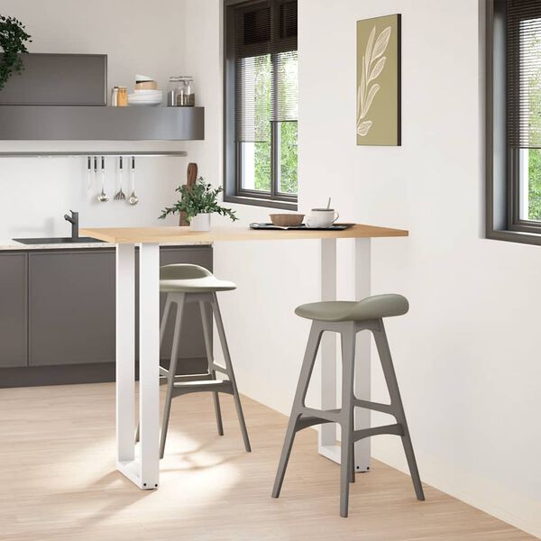 vidaXL P&eacute;s de mesa de bar em forma de U, 2 pe&ccedil;as, branco, 40x (110-111) cm, a&ccedil;o