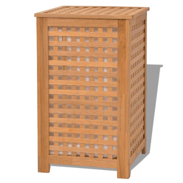 vidaXL Cesto roupa suja madeira de nogueira maci&ccedil;a 39x39x65 cm