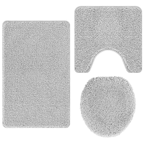 vidaXL Conjunto de Tapetes de Banho Antiderrapantes 3 pcs Cinzeto PP