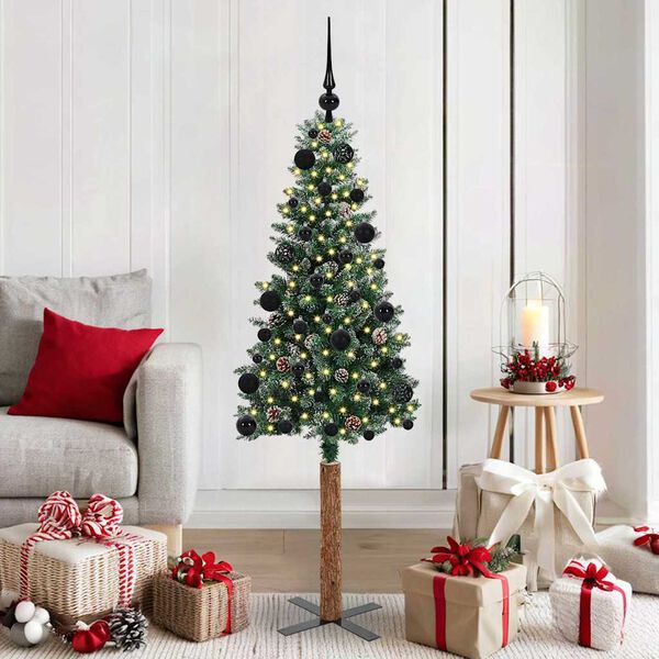 vidaXL Árvore de Natal Slim com 150 LEDs Verde e Branco 150 cm