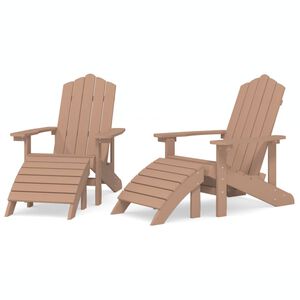 vidaXL Cadeiras jardim Adirondack c/ apoio de p&eacute;s 2 pcs PEAD castanho