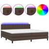 vidaXL Cama box spring c/ colch&atilde;o/LED 200x200 cm couro artif. castanho