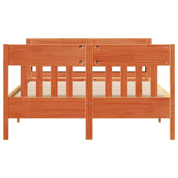 VidaXL Cama sem colch&atilde;o 140x190 cm pinho maci&ccedil;o castanho-mel