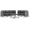 vidaXL 6 pcs conjunto lounge de jardim c/ almofad&otilde;es vime PE cinzento