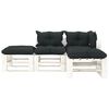 vidaXL 4 pcs conjunto lounge jardim em paletes c/ almofad&otilde;es antracite