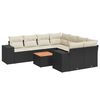 vidaXL 9 pcs conjunto de sof&aacute;s p/ jardim c/ almofad&otilde;es vime PE preto