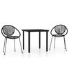 vidaXL 3 pcs conjunto de jantar para jardim preto