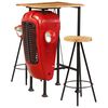 vidaXL Conjunto de bar 3 pcs madeira de mangueira maci&ccedil;a 60x60x107 cm
