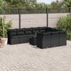 vidaXL 11 pcs conjunto sof&aacute;s de jardim c/ almofad&otilde;es vime PE preto