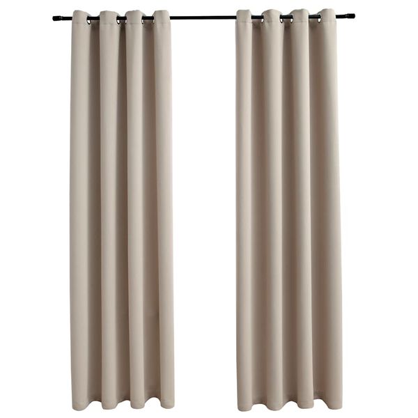 vidaXL Cortinas blackout com argolas em metal 2 pcs 140x245 cm bege