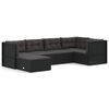 vidaXL 6 pcs conjunto lounge de jardim c/ almofad&otilde;es vime PE preto
