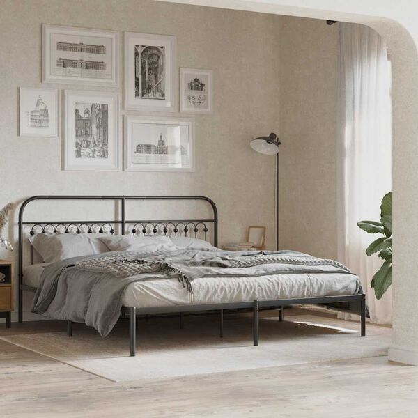 vidaXL Cabeceira de cama 180 cm metal preto