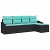 vidaXL Conjunto de Sof&aacute;s com almofada 5 pcs Preto vime PE