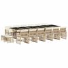 vidaXL 17 pcs conjunto de jantar p/ jardim c/ almofad&otilde;es vime PE bege