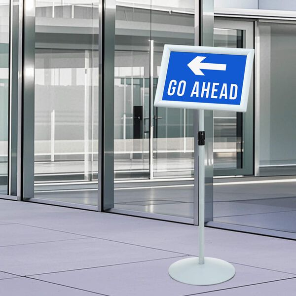 vidaXL Suporte de P&ocirc;ster Pedestal Prateado 33 x 33 x 126 cm PVC e A&ccedil;o