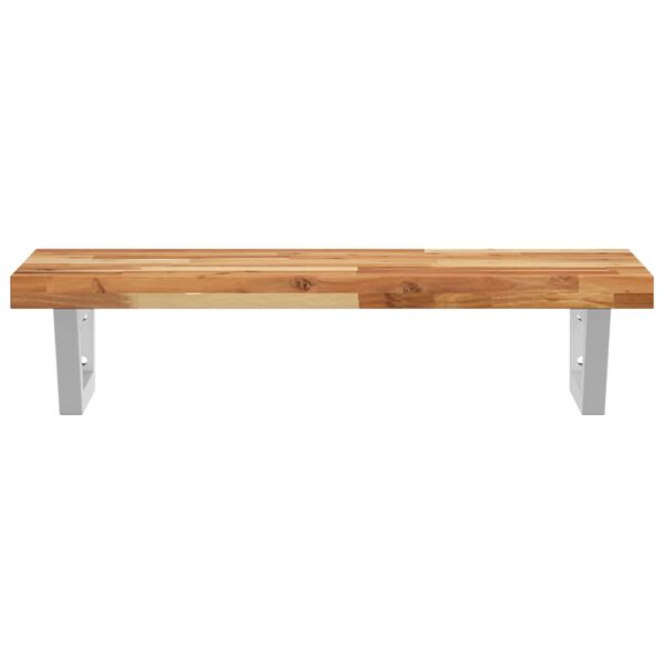 vidaXL Prateleira de parede p/ lavat&oacute;rio a&ccedil;o/madeira de ac&aacute;cia maci&ccedil;a