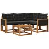 vidaXL Conjunto de Sof&aacute;s para Exterior 5 pcs Natural e Preto