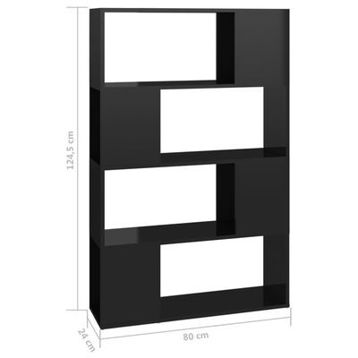 vidaXL Estante/divisória 80x24x124,5 cm preto brilhante