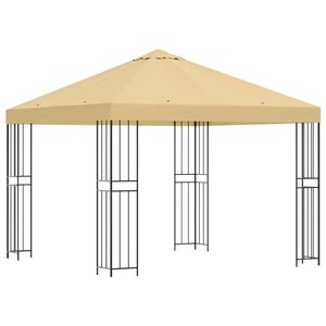 vidaXL Gazebo 3 x 3 m Creme Poli&eacute;ster e A&ccedil;o 190 gsm