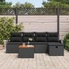 vidaXL Conjunto de Sof&aacute; de Jardim 6 pcs Preto Rattan Sint&eacute;tico