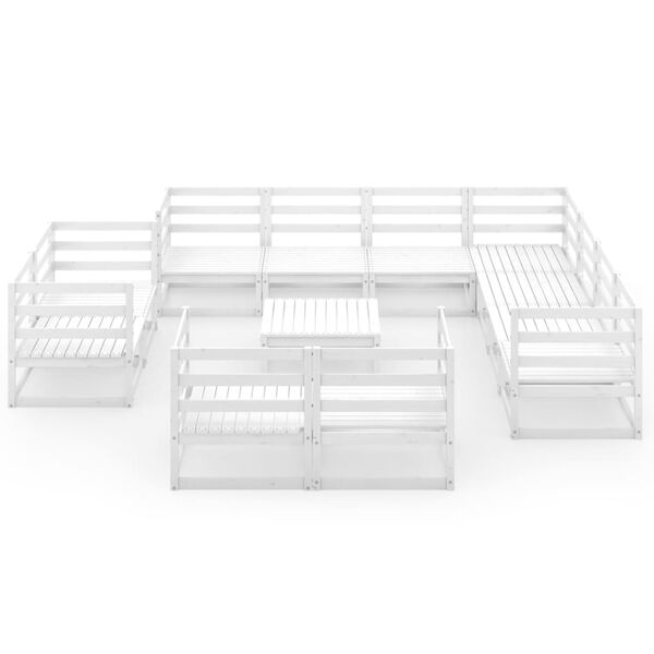 vidaXL 12 pcs conjunto lounge de jardim pinho maci&ccedil;o branco
