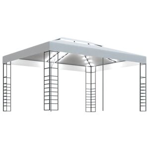 vidaXL Gazebo com cord&otilde;es de luzes LED 4x3x2,7 m branco