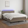 vidaXL Cama box spring colch&atilde;o/LED 140x190cm tecido cinza-acastanhado