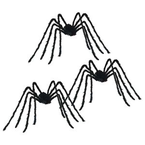 vidaXL Decora&ccedil;&atilde;o de Aranha de Halloween 3 unid. Preto 200 cm