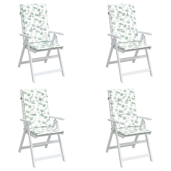 vidaXL Almofad&otilde;es cadeira de encosto alto 4 pcs tecido folhas