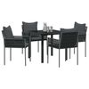 vidaXL Conjunto de Jantar para Jardim 5 pcs Preto e Cinza Rattan de PE