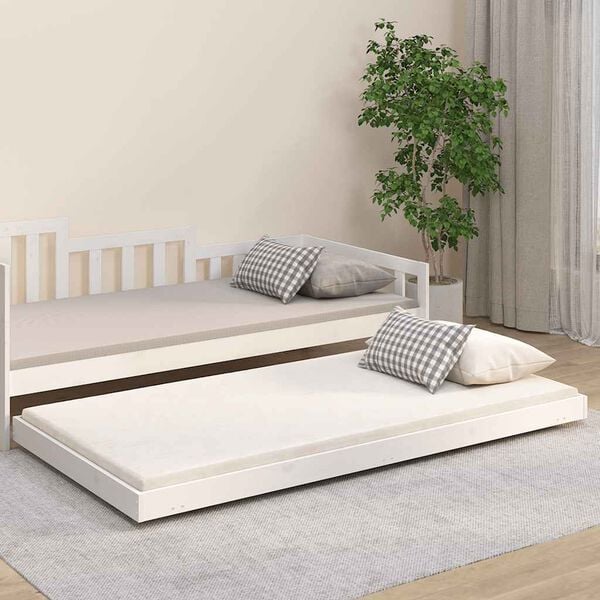 vidaXL Cama sem colch&atilde;o 100x200 cm madeira de pinho maci&ccedil;a branco