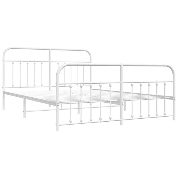 vidaXL Estrutura de cama com cabeceira e p&eacute;s 183x213 cm metal branco