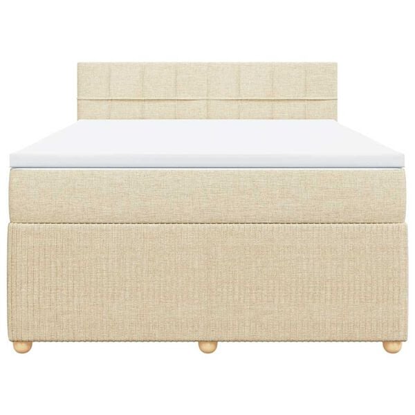 vidaXL Cama com molas/colch&atilde;o 140x190 cm tecido cor creme