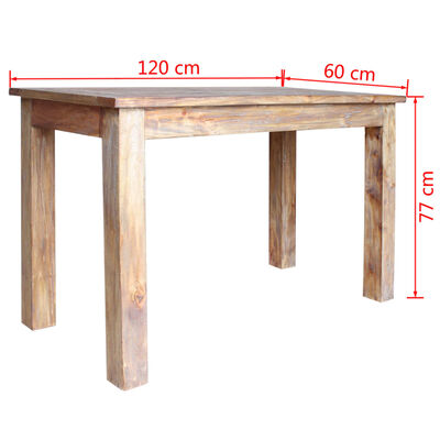 vidaXL Mesa de jantar madeira reciclada maciça 120x60x77 cm