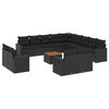 vidaXL 14 pcs conjunto de sof&aacute;s p/ jardim c/ almofad&otilde;es vime PE preto