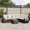 vidaXL 7 pcs conjunto de sof&aacute;s p/ jardim c/ almofad&otilde;es vime PE preto