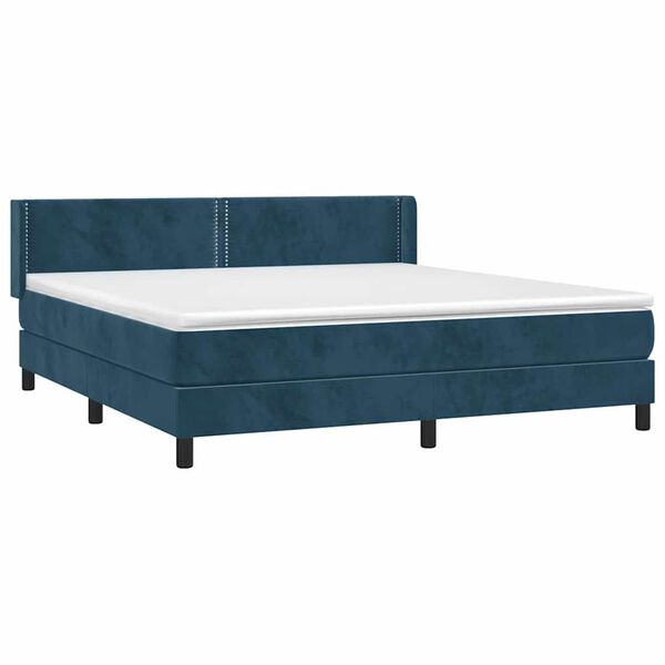 vidaXL Cama com molas/colch&atilde;o 180x200 cm veludo azul-escuro