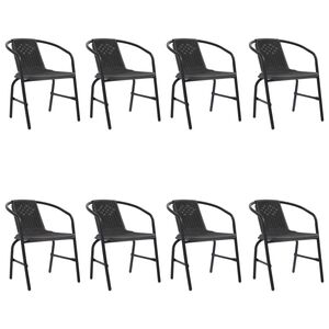 vidaXL Cadeiras de jardim 8 pcs vime pl&aacute;stico e a&ccedil;o 110 kg