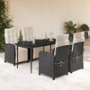 vidaXL 5 pcs conjunto de jantar p/ jardim c/ almofad&otilde;es vime PE preto