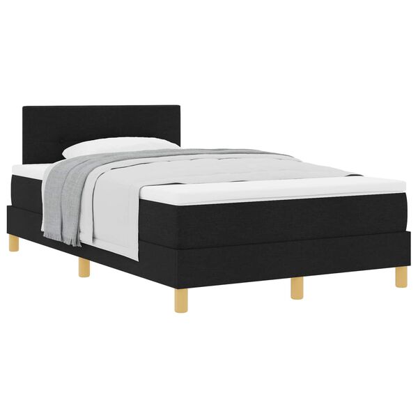 vidaXL Cama Box com colch&atilde;o com cabeceira Preto 120 x 190 cm tecido