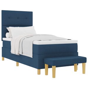 vidaXL Cama Box com colch&atilde;o com cabeceira Azul 90 x 200 cm tecido